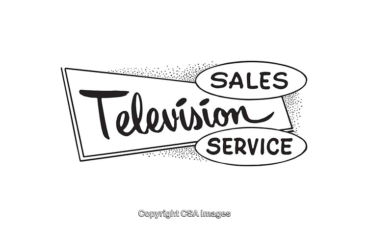 Retro Television Sales and Service Hand-Drawn Vector Design