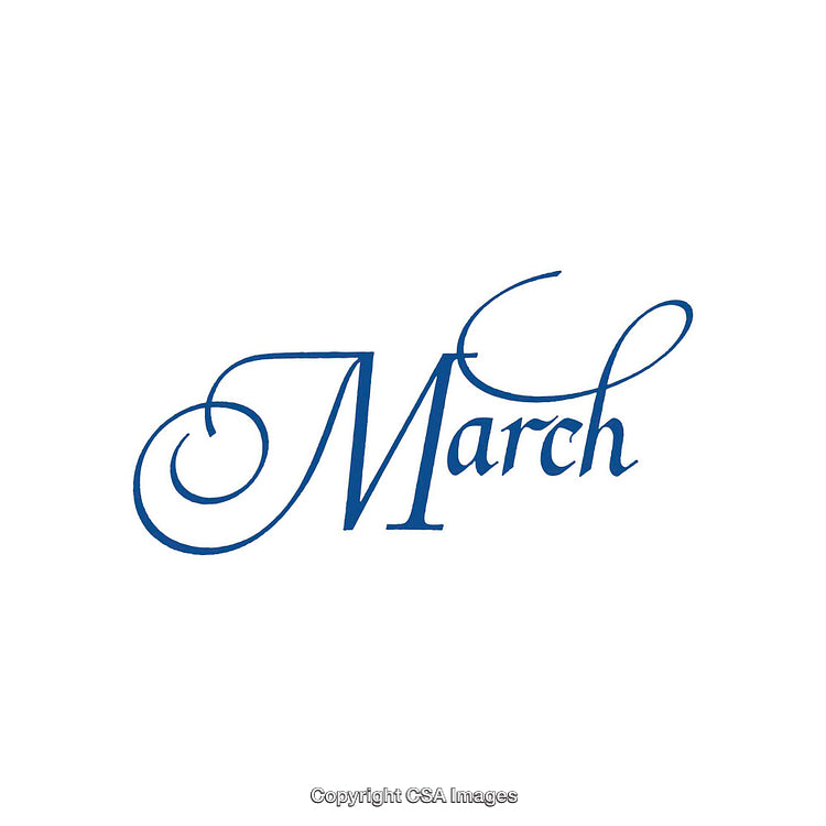 Elegant Blue Calligraphic Text Art Representing the Month 'March'