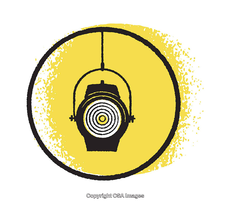 Stylish Black and Yellow Hanging Lantern Illustration in Vibrant Circular Design