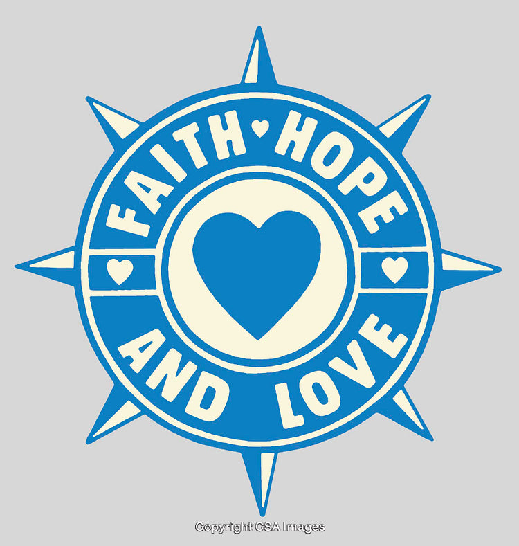 Faith Hope and Love Symbol in Blue and Beige Color Palette