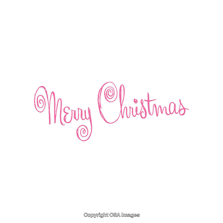 Pink Merry Christmas Message with Swirly Calligraphy Design on White Background
