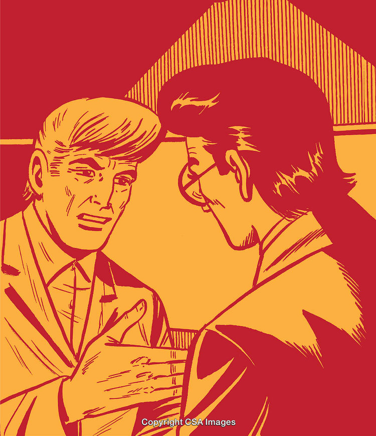 Retro Styled Illustration of Two Professionals Shaking Hands in Agreement