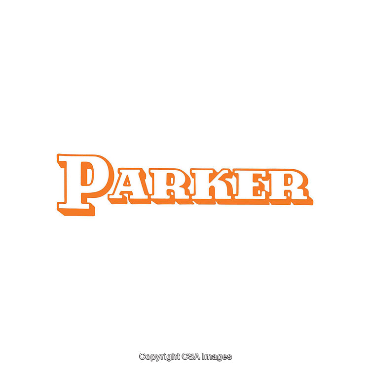 Bold Orange Parker Text Design on White Background