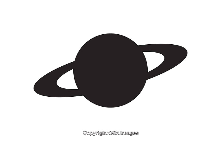 Black Silhouette of a Ringed Planet Vector Illustration on a White Background