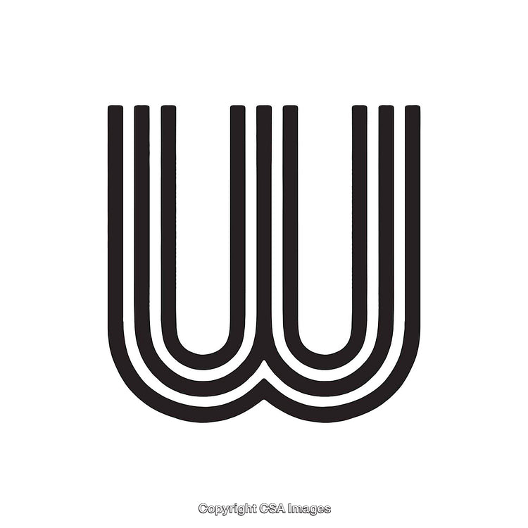 Modern Black and White Stylized Letter W Illustration Design