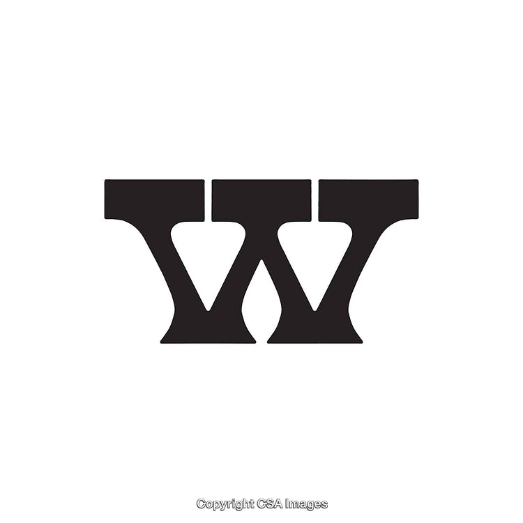 Bold Decorative Black Letter W on a White Background