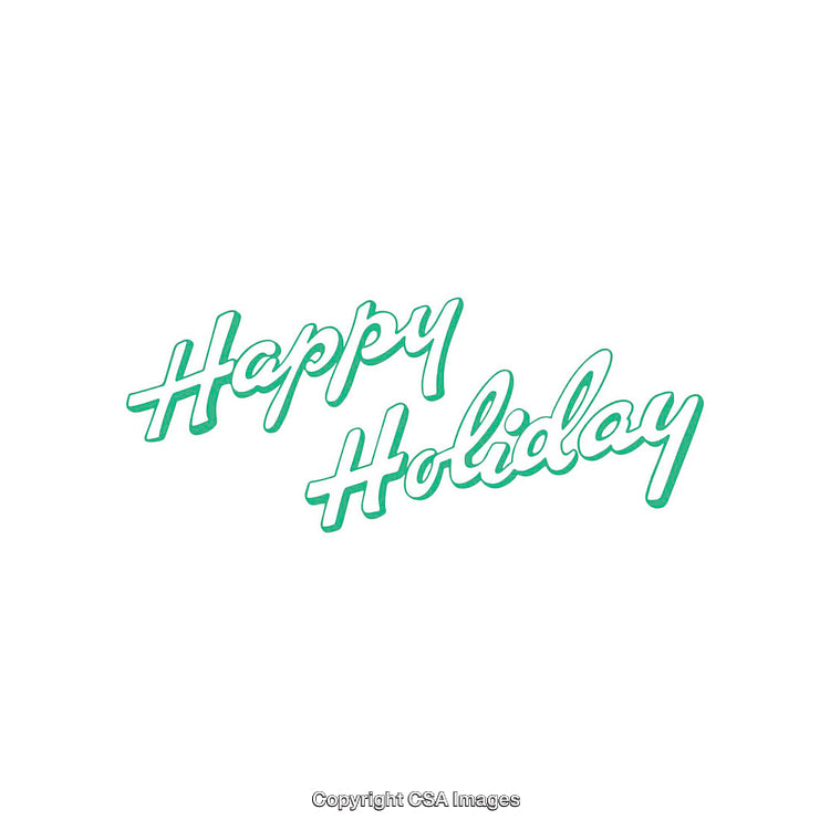 Happy Holiday Text in Green Typography on White Background