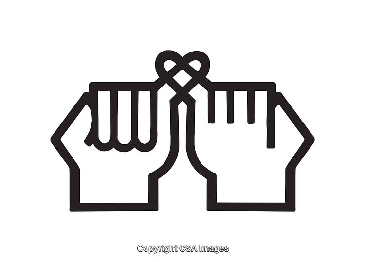 Minimalist Black and White Line Art of Pinky Swear Gesture