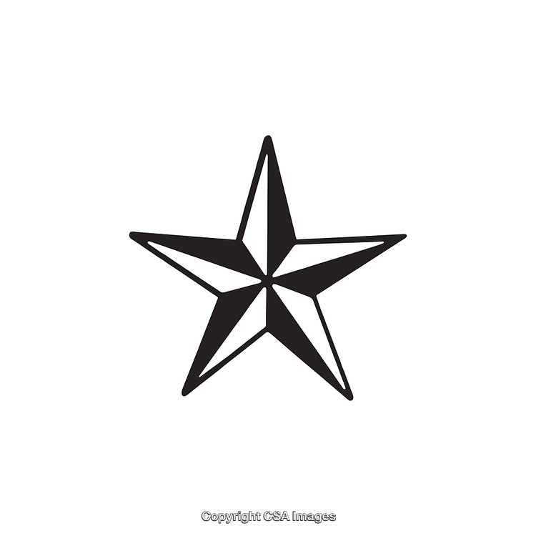 Monochrome Black and White Five-Point Star Design Graphic