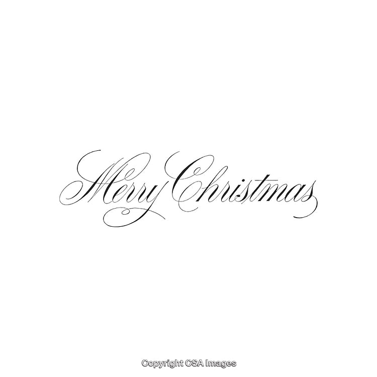 Elegant Merry Christmas Typography With Script Font Design on White Background