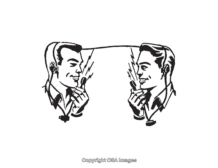Black And White Line Art Illustration of Communication Between Individuals