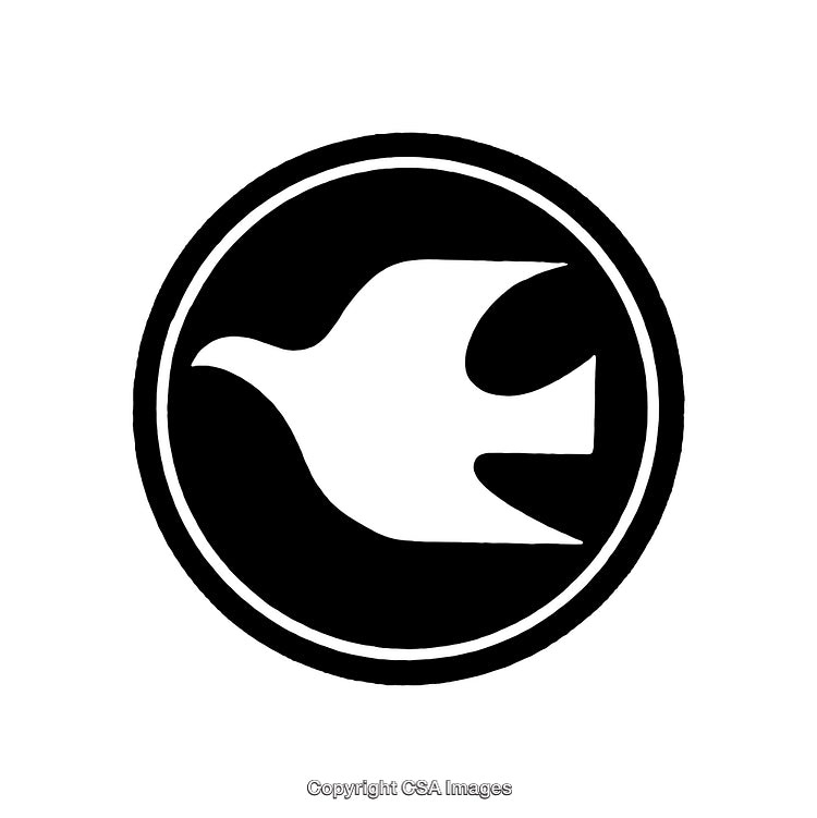 Minimalistic Black And White Dove Icon in a Circular Design