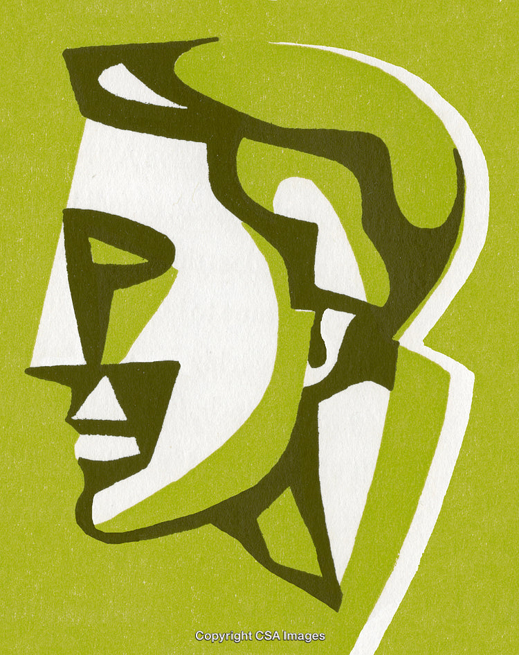 Abstract Expressionist Portrait in Shades of Green and Brown