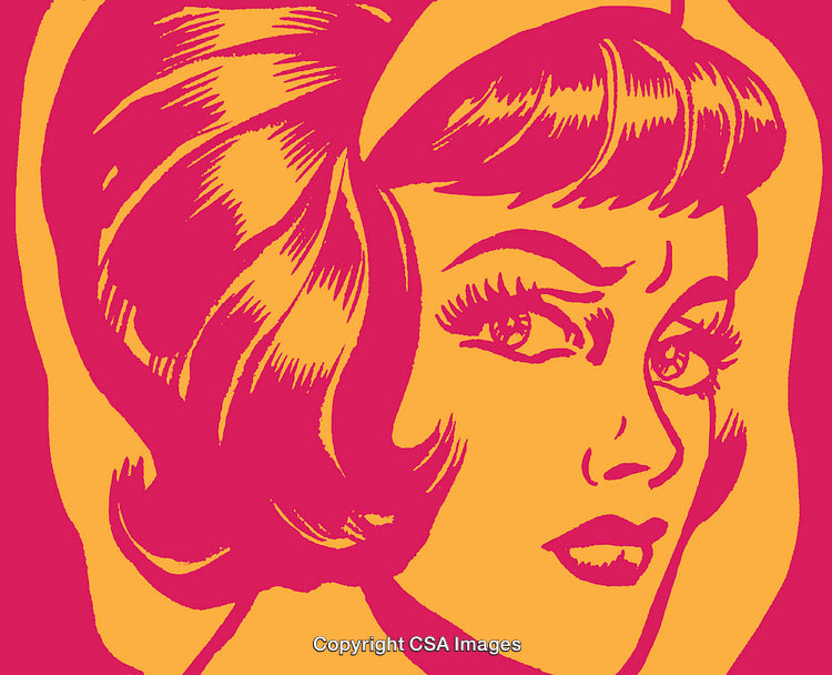 Bold Retro Style Illustration of a Woman with Classic Pop Art Expression