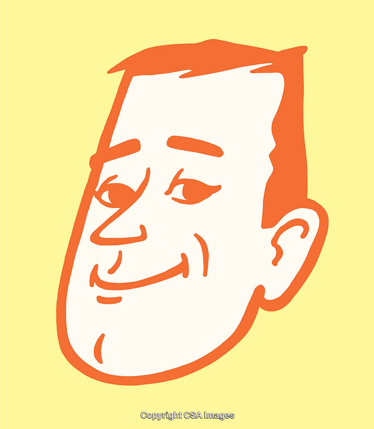 Playful Line Art Illustration of a Smiling Face in Orange and Yellow
