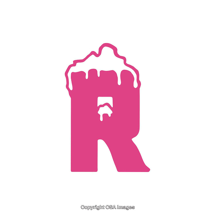 Pink Letter R with Dripping Design and White Accents