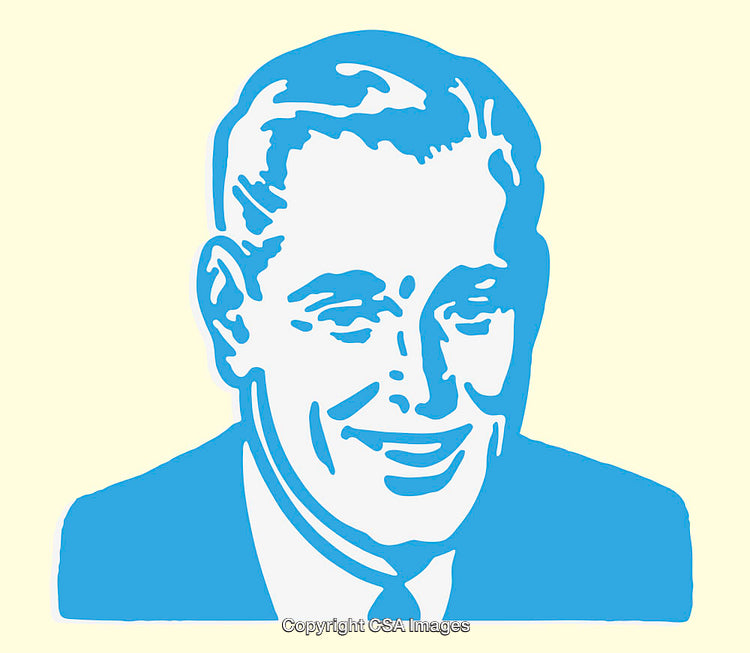 Retro-Inspired Blue Toned Illustrated Man with Classic Style