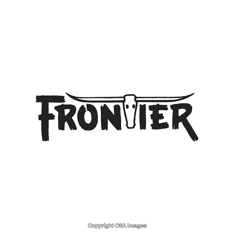 Rustic Frontier Logo Featuring a Longhorn Skull Design on White Background