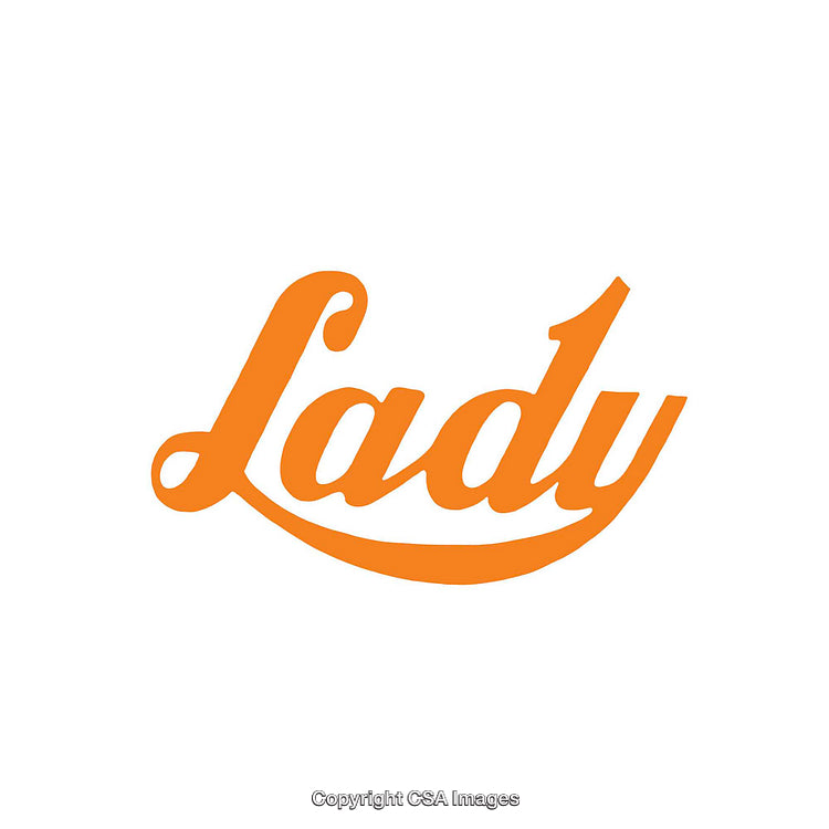 Stylized Orange 'Lady' Text on a Minimalist White Background