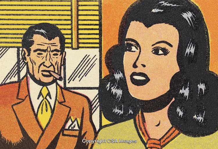Retro Comic Book Artwork Depicting Two Characters in Vintage Style Graphics
