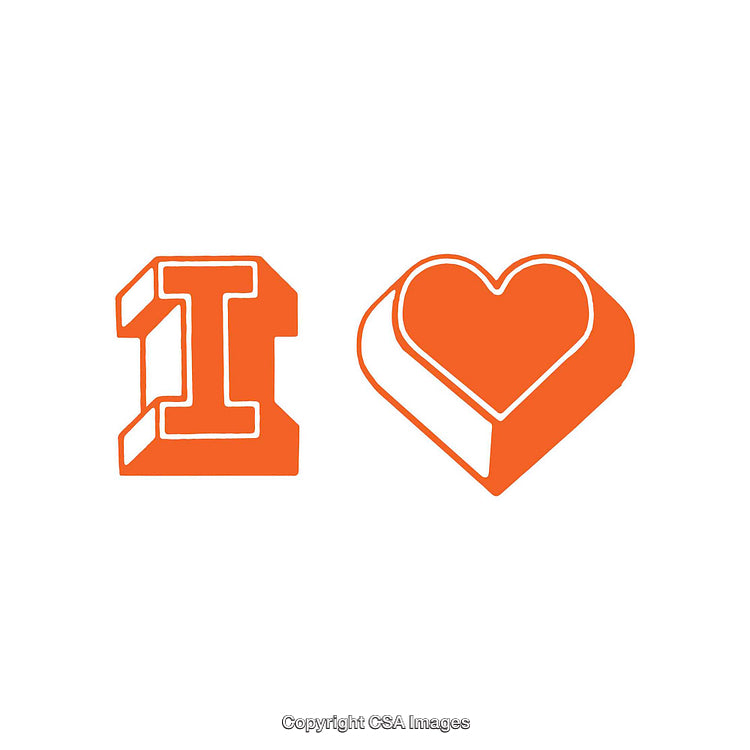 Orange Themed Typography Graphic Depicting the Message 'I Love' in Bold Design