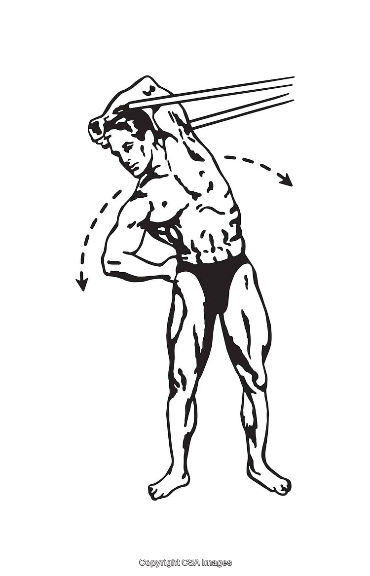Black and White Illustration of a Man Exercising with Resistance Bands