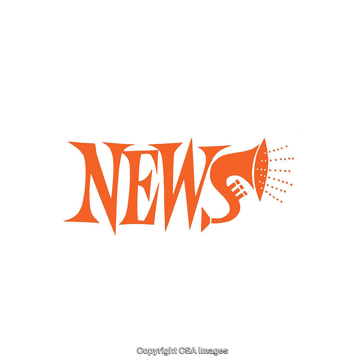 Orange Word Art Design Featuring News with Megaphone Element