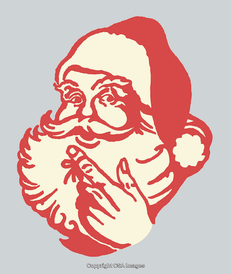 Vintage Inspired Santa Claus Illustration in Red and Cream Colors