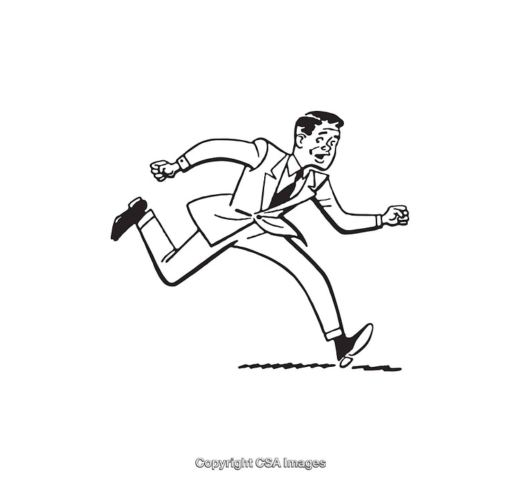 Retro Style Illustration of a Man Running in a Business Suit