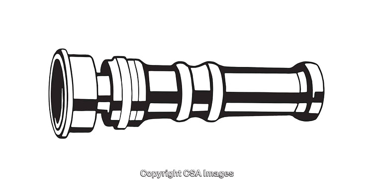 Black and White Illustration of a Classic Fire Hose Nozzle Design