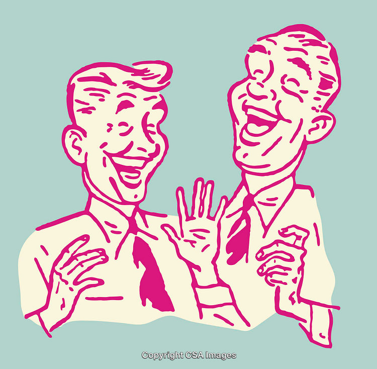 Retro Art Styled Laughing Men in Professional Attire