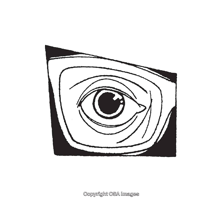 Black and White Line Art Illustration of an Abstract Eye Design