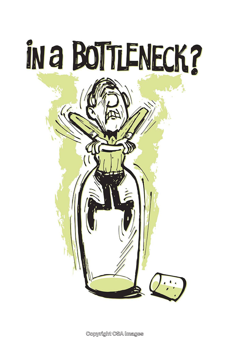 Illustration Depicting a Person Stuck in a Challenging Bottleneck