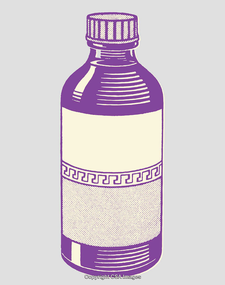 Purple Monochromatic Line Art of a Bottle with Geometric Design
