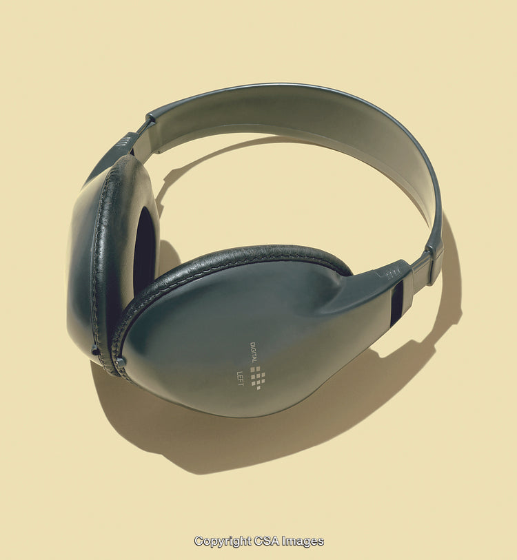 Over-Ear Headphones on Simple Yellow Background with Shadow Effect