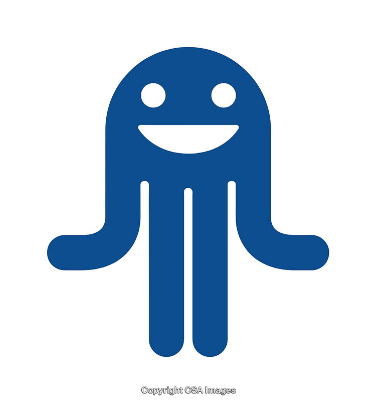 Smiling Blue Octopus Icon in Minimalist Design