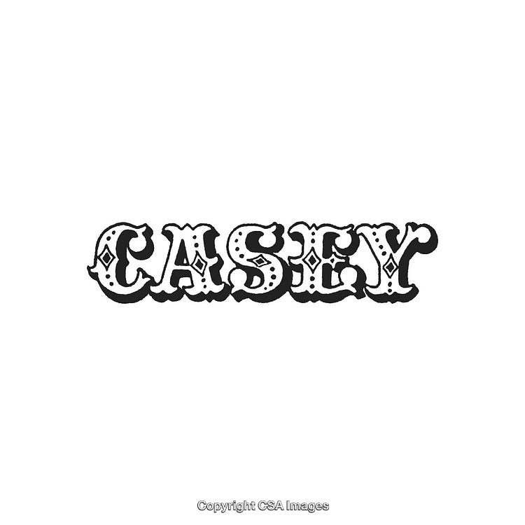 Retro Western Typography Design Featuring the Name Casey in Decorative Style
