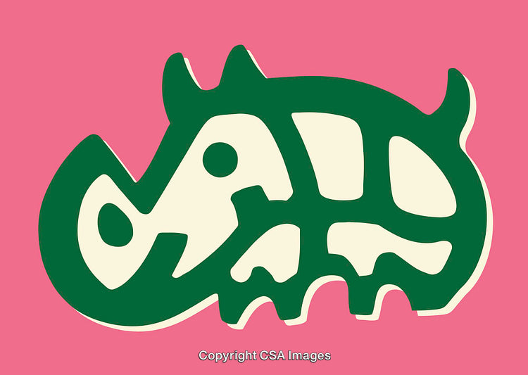 Colorful Abstract Illustration of a Rhino on a Pink Background