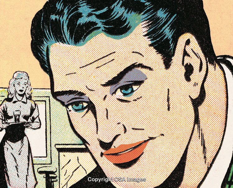 Close-Up of Comic-Style Character in Thoughtful Representation
