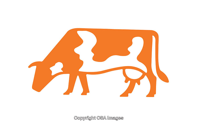 Abstract Orange Cow Silhouette With Unique Pattern Design on White Background