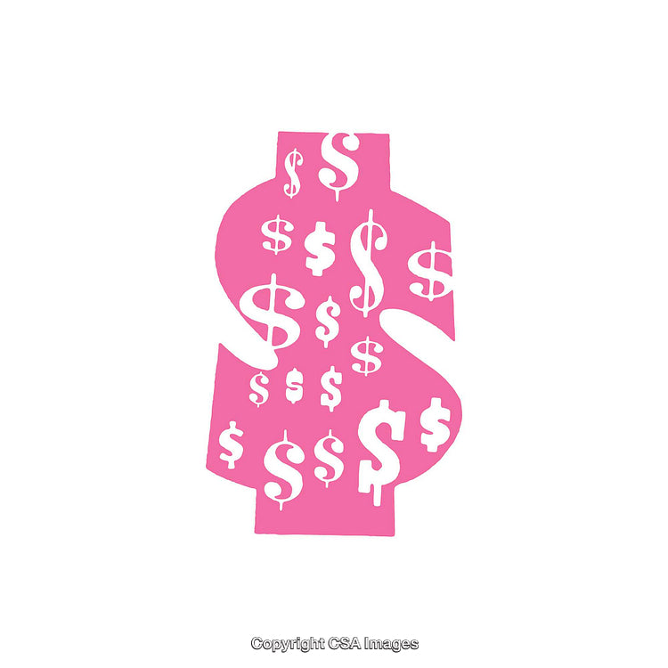 Pink Dollar Symbol Composed of Smaller White Dollar Symbols