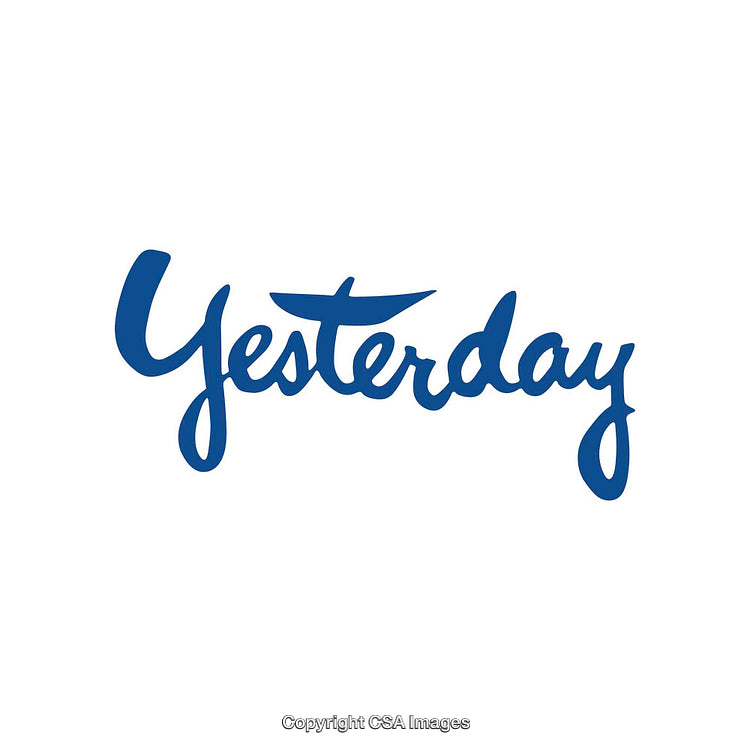 Text Graphic Featuring the Word 'Yesterday' in Stylish Blue Handwritten Font