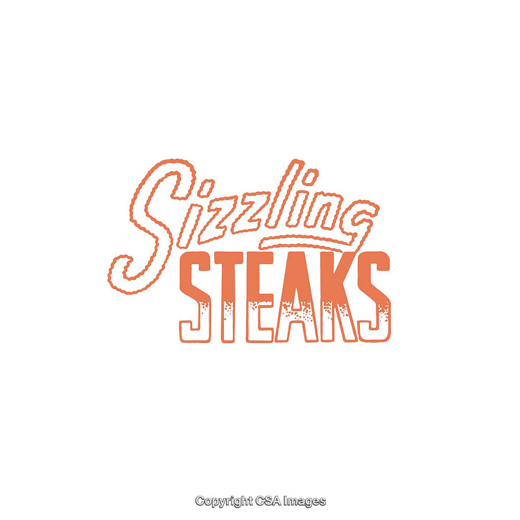 Minimalist Sizzling Steaks Typography Logo in Stylish Orange Design