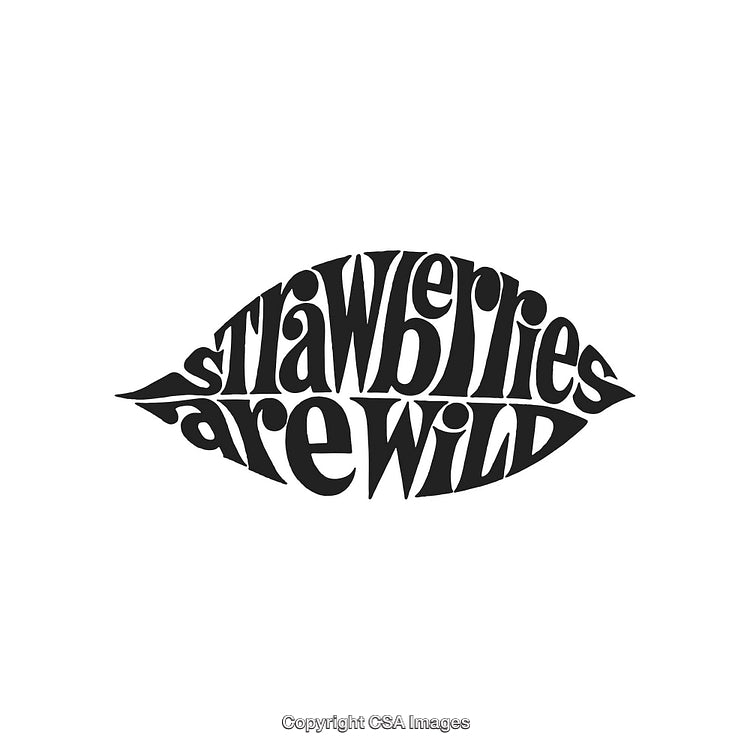 Creative Text Art Depicting 'Strawberries Are Wild' in Psychedelic Styling