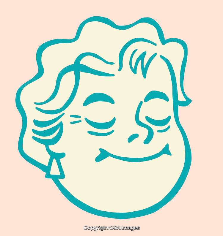 Illustrated Abstract Portrait of a Peaceful Face in Line Art Style