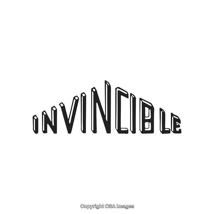 Stylized Typography Rendering of the Word Invincible with a Unique Design