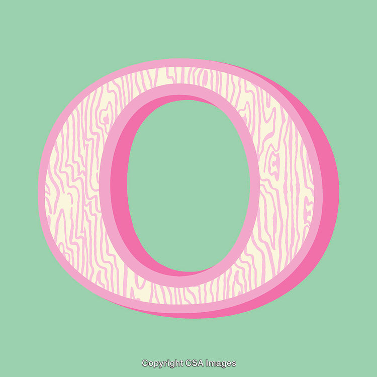 Bold Decorative Letter O with Pink and Green Palette