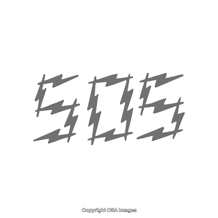 Minimalistic SOS Word Art with Zigzag Design Elements in Gray
