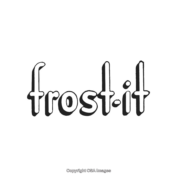 Stylized Black and White Frost-It Logo with Decorative Typography