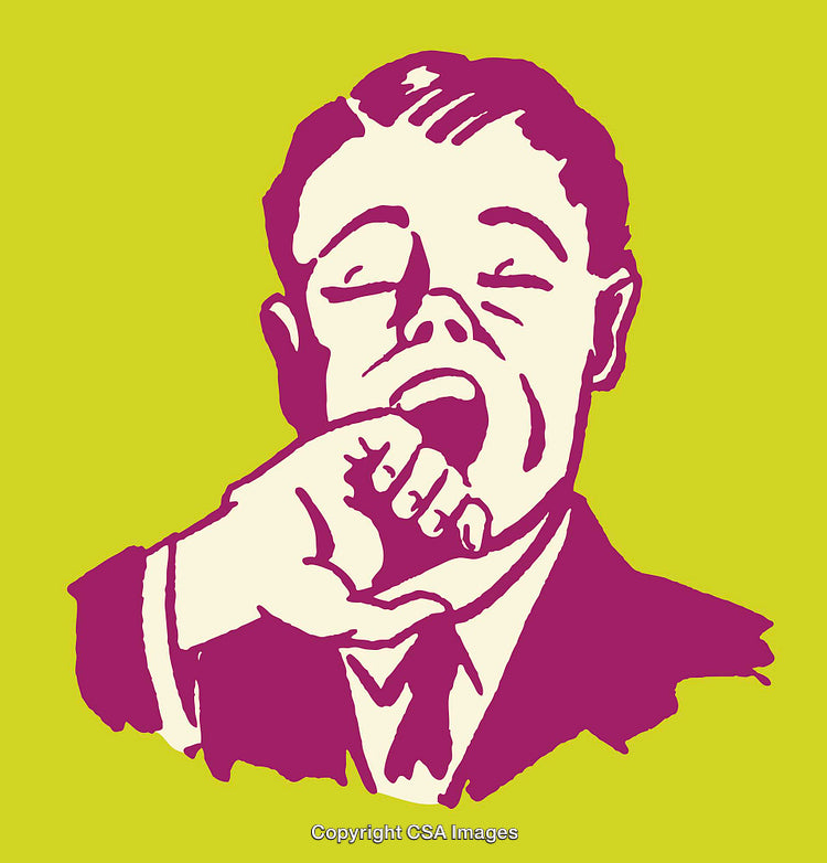 Color Line Art Illustration of a Tired Businessman Yawning